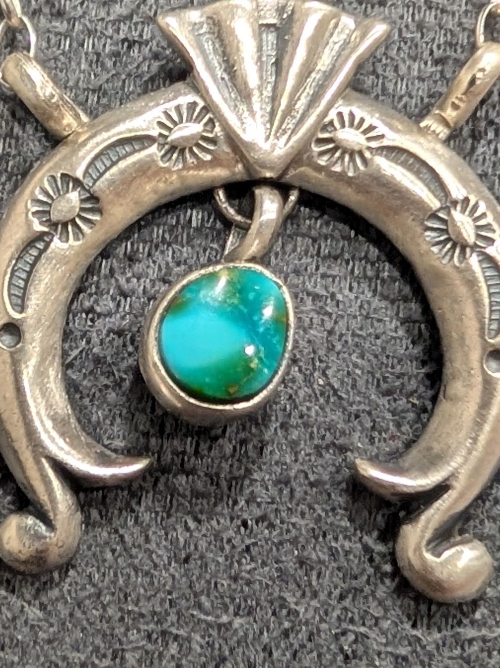 Turquoise Pendant Necklace - Silver Naja Style
